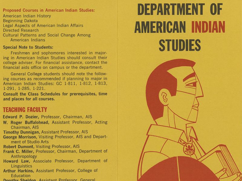 Brochure scan of ad for the Department of American Indian Studies
